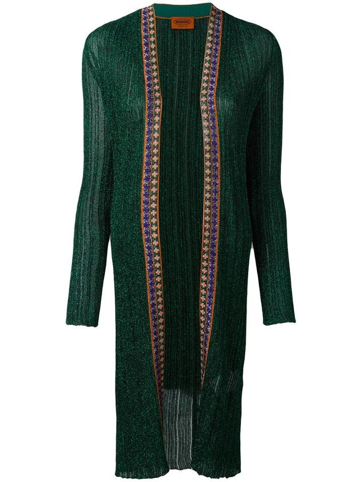 Missoni Long Cardigan, Women's, Size: 46, Green, Cupro/polyester/viscose