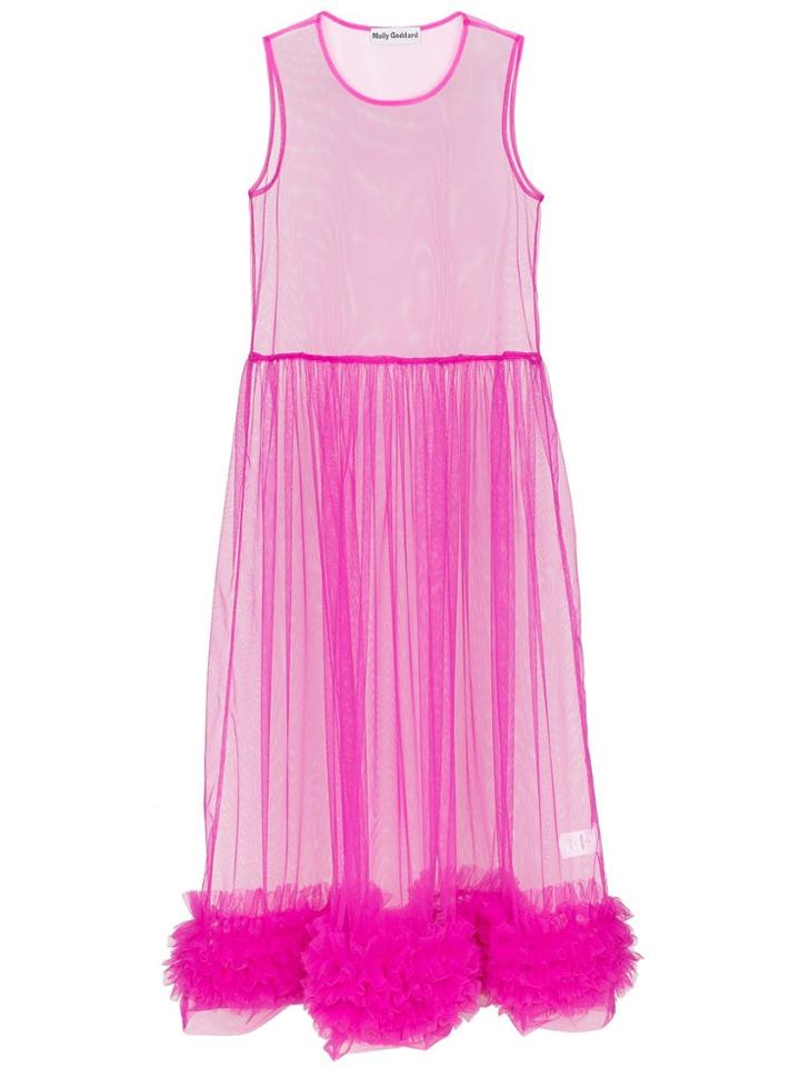 Molly Goddard Alison Sheer Tulle Midi Dress - Purple