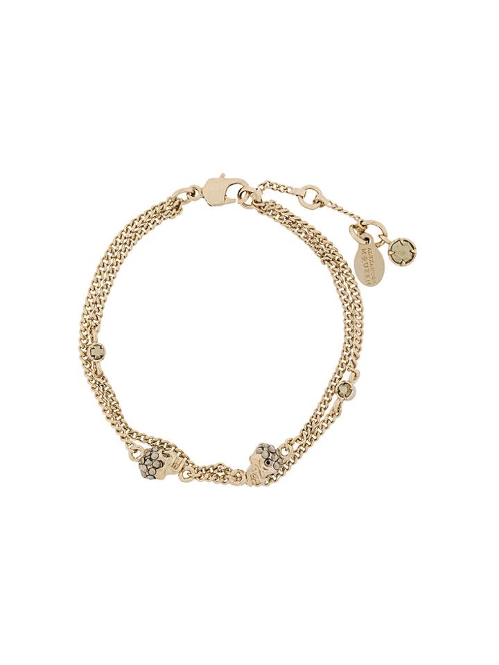 Alexander Mcqueen Multi Chain Skull Charm Bracelet - Metallic