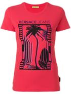 Versace Jeans Palm Tree Print T-shirt - Red