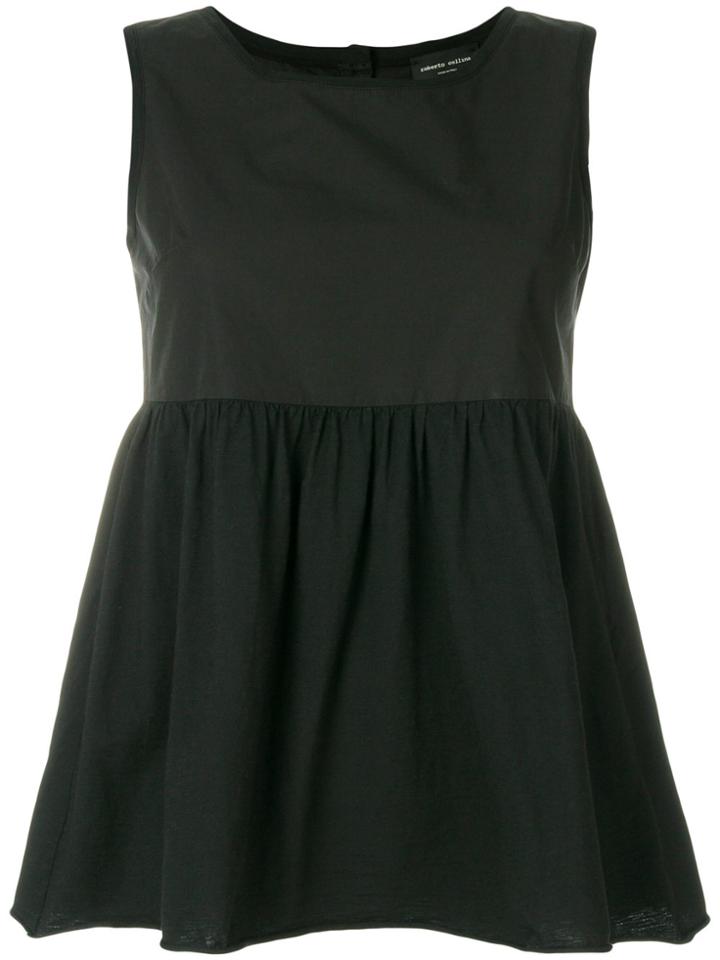 Roberto Collina Ruffle Trim Sleeveless Blouse - Black