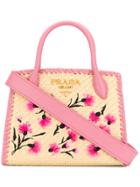 Prada Paglia Ricamo Small Tote Bag - Nude & Neutrals