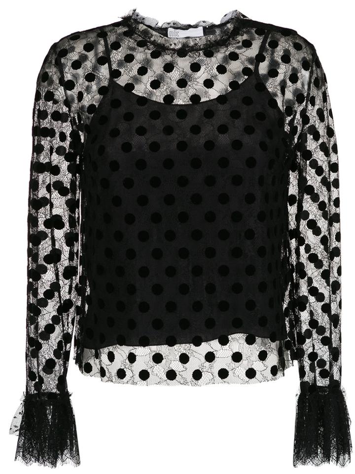 Nk Polka Dot Lace Blouse - Red