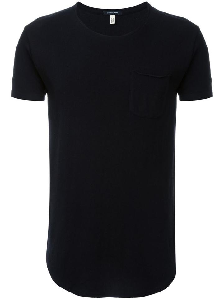 R13 Curved Hem T-shirt, Men's, Size: L, Black, Cotton/polyurethane
