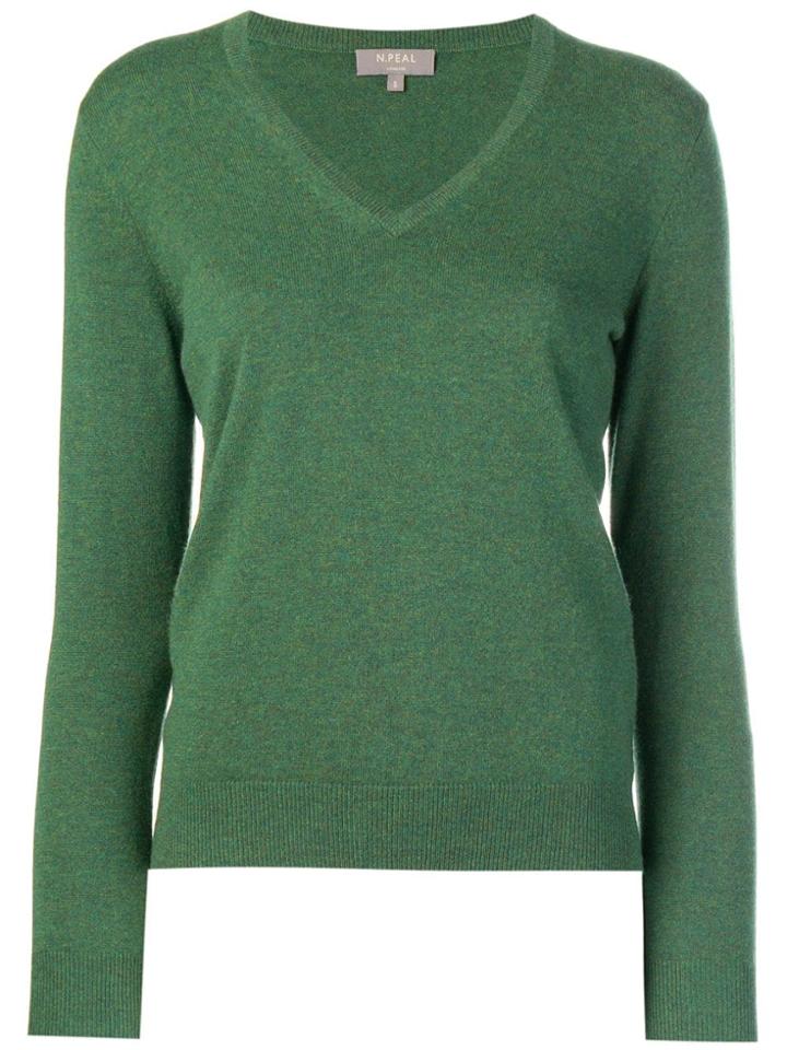 N.peal V Neck Knitted Sweater - Green