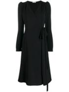P.a.r.o.s.h. Wrap Style Midi Dress - Black