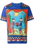 Dolce & Gabbana Drawing Print T-shirt, Men's, Size: 46, Blue, Cotton
