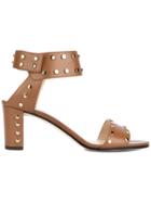 Jimmy Choo Tan Leather Stud Veto 65 Sandals - Brown