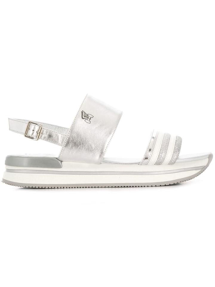 Hogan H257 Platform Sandals - Silver