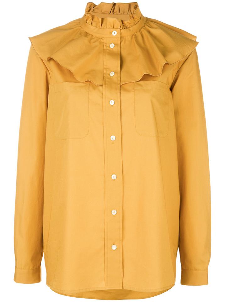 Vivetta Ruffled Shirt, Women's, Size: 40, Yellow/orange, Cotton