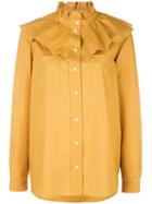 Vivetta Ruffled Shirt, Women's, Size: 40, Yellow/orange, Cotton