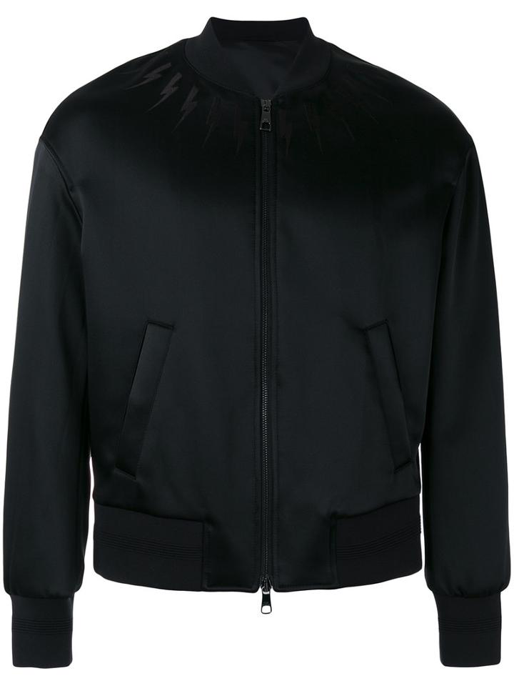 Neil Barrett Bomber Jacket, Men's, Size: Xl, Black, Polyamide/acetate/viscose/polyester
