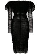 Dolce & Gabbana Lace And Ruched Sheer Dress - Black
