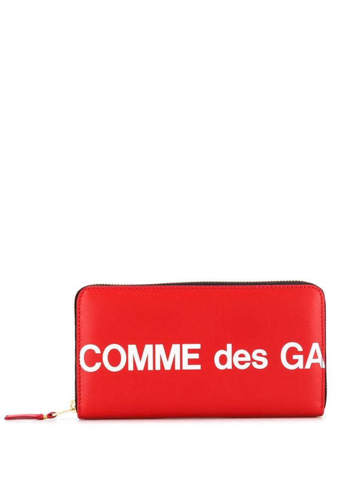 Comme Des Garçons Logo Print Continental Wallet - Red