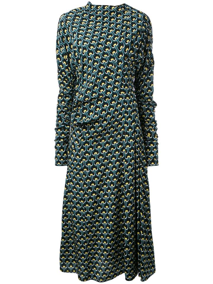 Marni Portrait Print Draped Dress - Green