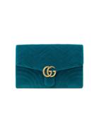 Gucci Gg Marmont Velvet Clutch - Blue