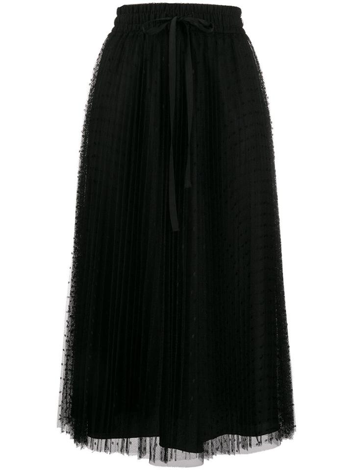 Red Valentino Red(v) Point D'esprit Pleated Skirt - Black