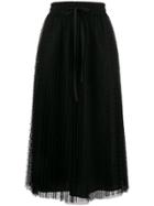 Red Valentino Red(v) Point D'esprit Pleated Skirt - Black