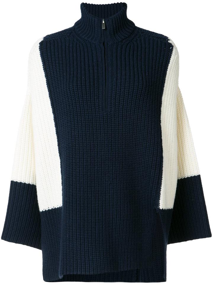 Victor Alfaro - High Zipped Neck Jumper - Women - Merino - S, Women's, Blue, Merino