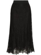 Dolce & Gabbana Fluted Lace Midi Skirt - Black