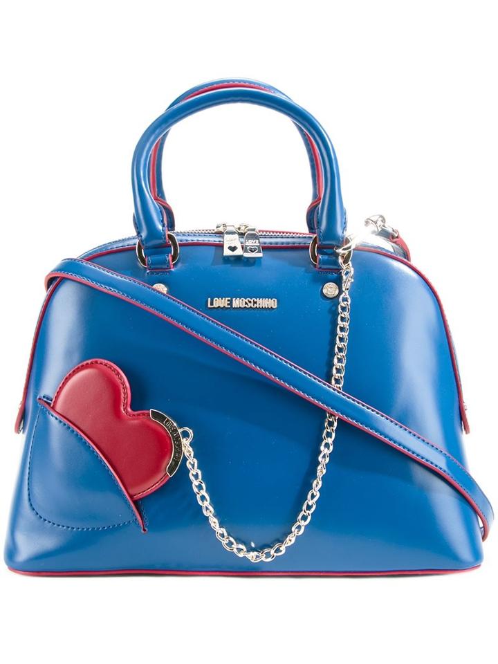 Love Moschino Heart Chain Medium Tote, Women's, Blue