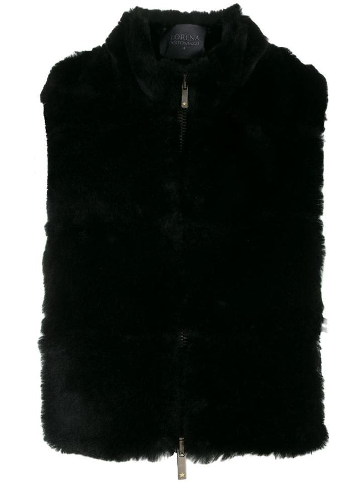 Lorena Antoniazzi Shearling Zip-up Gilet - Black