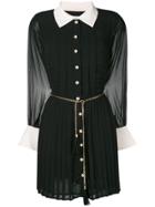 Edward Achour Paris Chain Belted Shirt Dress - Black