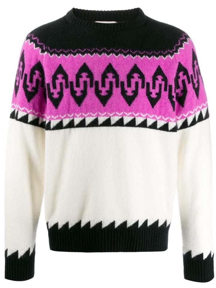 Laneus Patterned Knit Jumper - Black