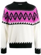 Laneus Patterned Knit Jumper - Black