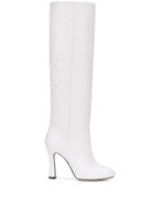 Paris Texas Crocodile Effect Knee-high Boots - White