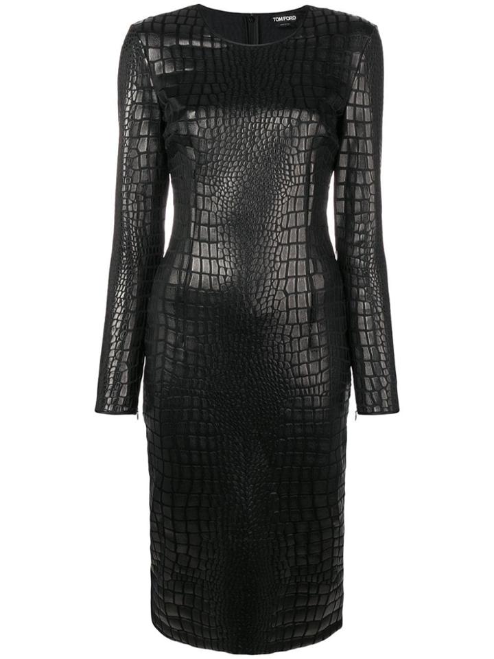 Tom Ford Scale Effect Fitted Dress - Black