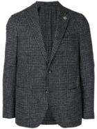 Lardini Checkered Print Jacket - Grey