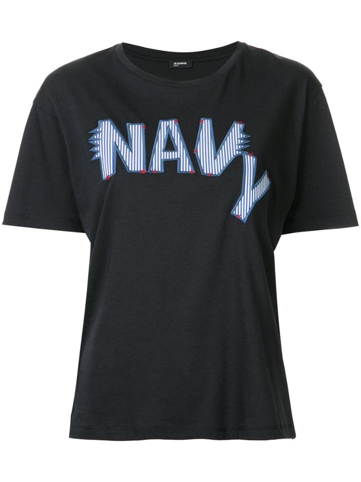 Jil Sander Navy Embroidered Logo T-shirt - Blue