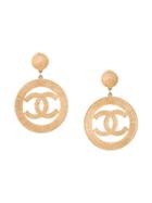 Chanel Vintage Logo Oversized Earrings - Metallic