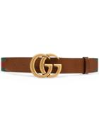 Gucci Web Belt With Double G Buckle - Brown