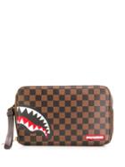 Sprayground Checkerboard Top Zip Clutch - Brown