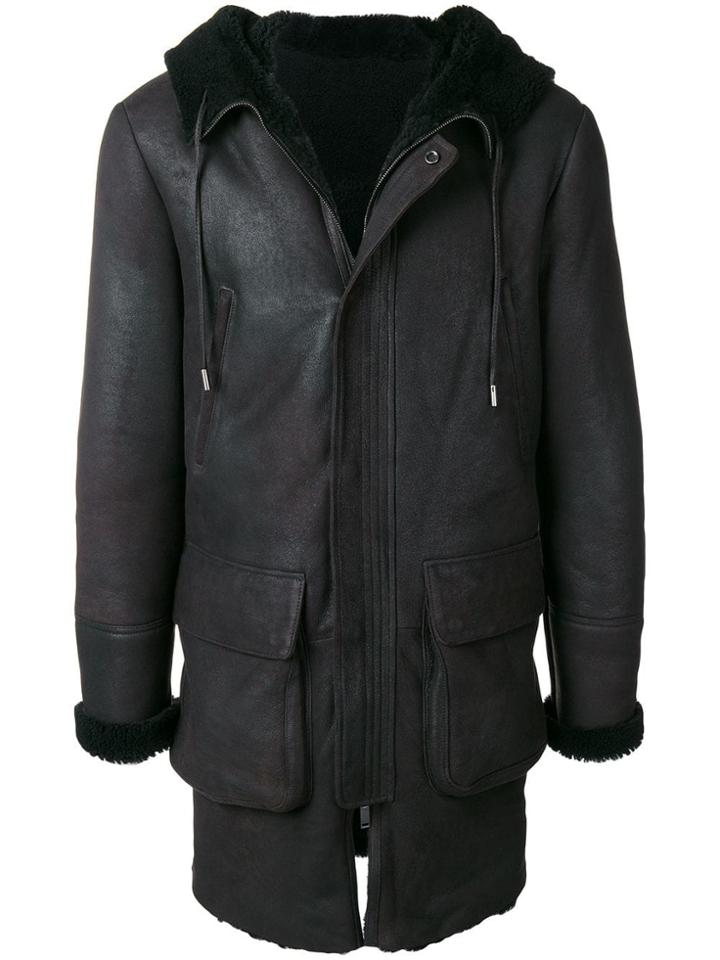 Desa 1972 Hooded Shearling Coat - Black