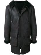Desa 1972 Hooded Shearling Coat - Black
