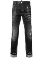 Dsquared2 Distressed Logo Stripe Jeans - Black