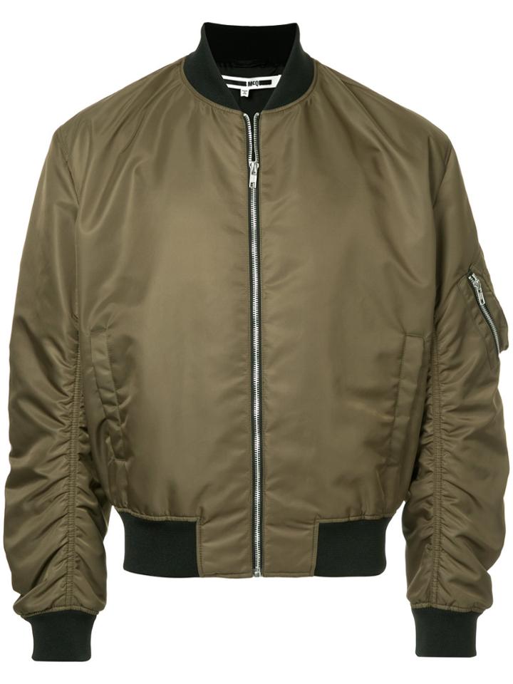 Mcq Alexander Mcqueen Gathered Sleeves Bomber Jacket - Green