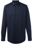 Prada Classic Shirt, Men's, Size: 45, Blue, Cotton/polyamide/spandex/elastane