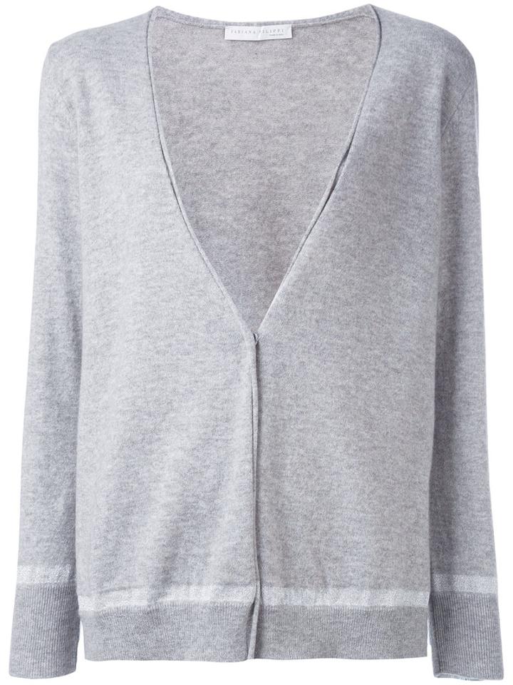 Fabiana Filippi - Contrast Cardigan - Women - Polyamide/polyester/viscose/cashmere - 42, Grey, Polyamide/polyester/viscose/cashmere