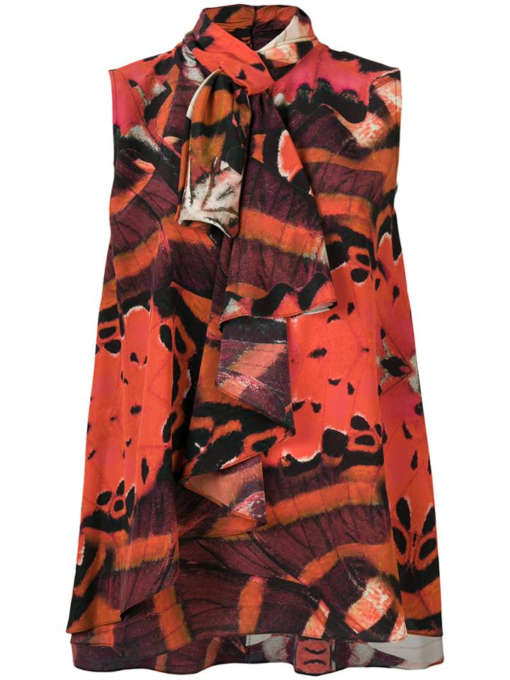 Alexander Mcqueen Butterfly Ruffle Blouse - Yellow & Orange