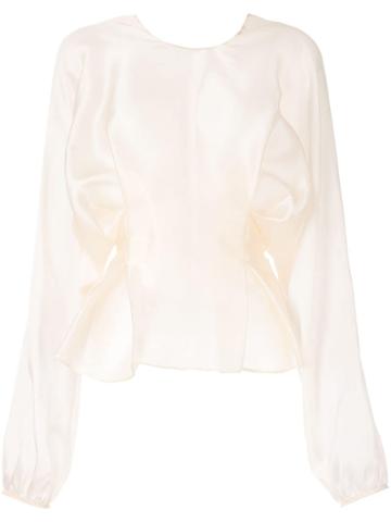Abadia Pleated Silk Organza Top - Neutrals