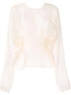 Abadia Pleated Silk Organza Top - Neutrals