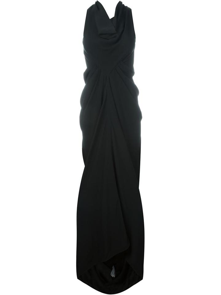 Rick Owens Draped Maxi Dress, Women's, Size: 40, Black, Acetate/viscose