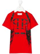 Philipp Plein Kids - Logo Skull Stud T-shirt - Kids - Cotton - 8 Yrs, Red