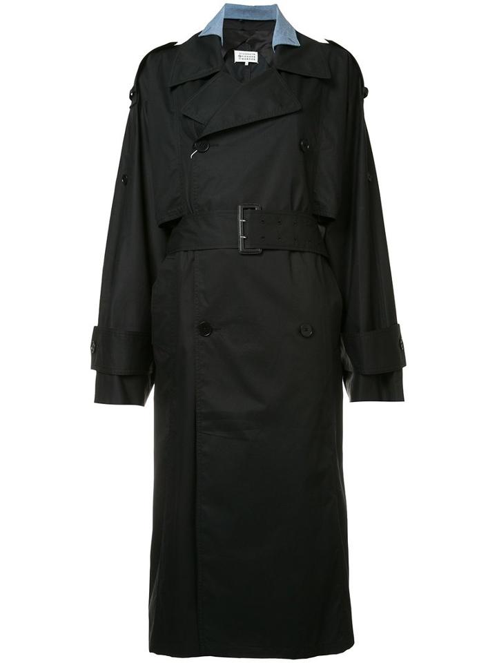 Maison Margiela Oversized Trench Coat, Women's, Size: 48, Black, Cotton