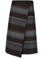 Brunello Cucinelli Striped Asymmetric Skirt - Grey
