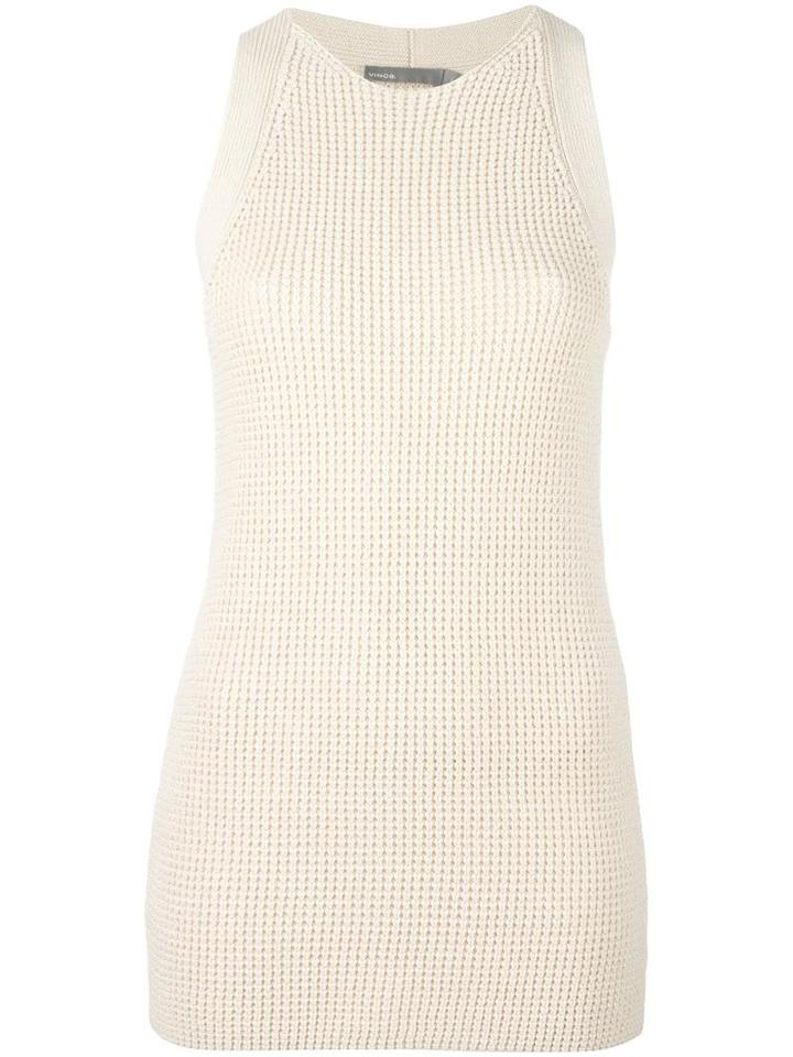 Vince Waffle Knit Sleeveless Tunic, Women's, Size: Xs, White, Cotton